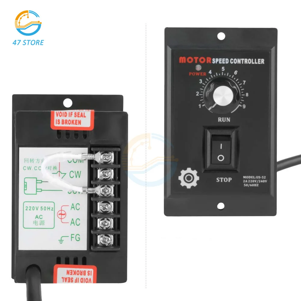 AC Motor Speed Controller AC 220V 400W Motor Speed Pinpoint Regulator Controller Forward Backward for Packaging Printing Food