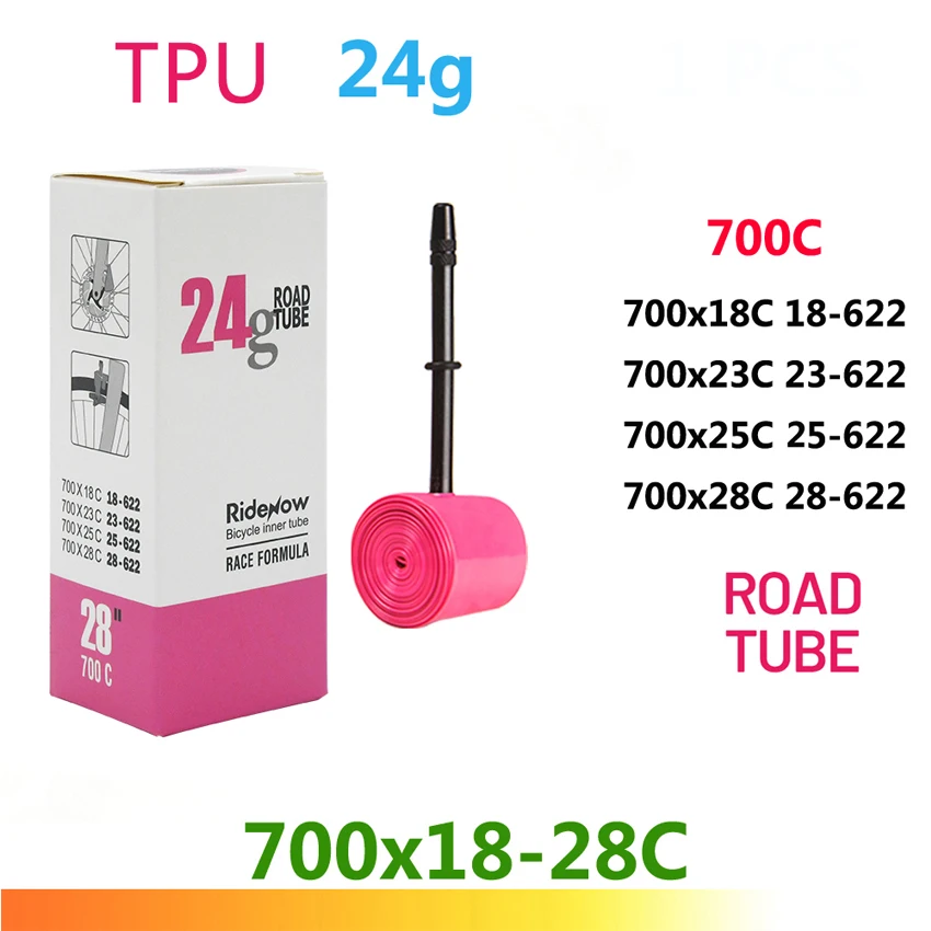 RideNow-Chambre à air de vélo de route en TPU, 700x18C, 23C, 25C, 28C, 32C, 35, 37, 40, 47C, opathie 45, 65/85, caméra de vélo VTT, 29x1.5, 1.75, 1.9