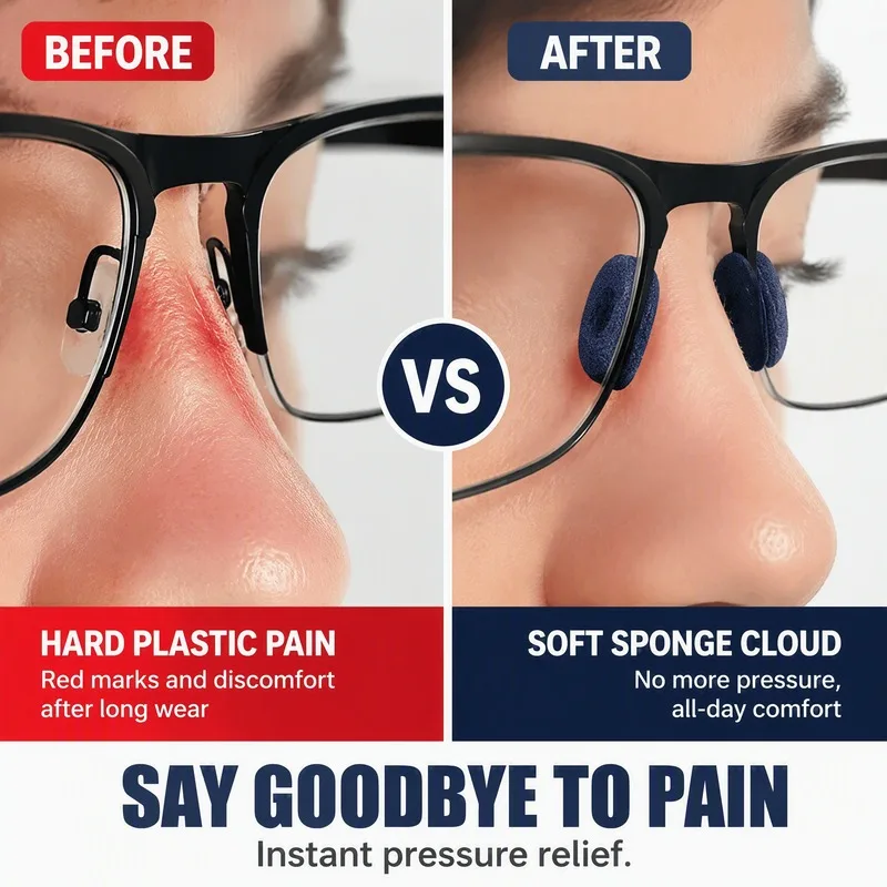 30PCS Sponge Glasses Nose Pad Covers, Soft Anti‑Pressure Nose Sleeves Non‑Slip Cushion for Spectacle Frame Accessories