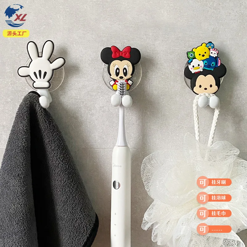 Disney Stitch Toothbrush Holder Cartoon Wall Mounted Rack Mickey Mouse Minnie Mouse Anime Kitchen Bathroom Kids Toys Gift