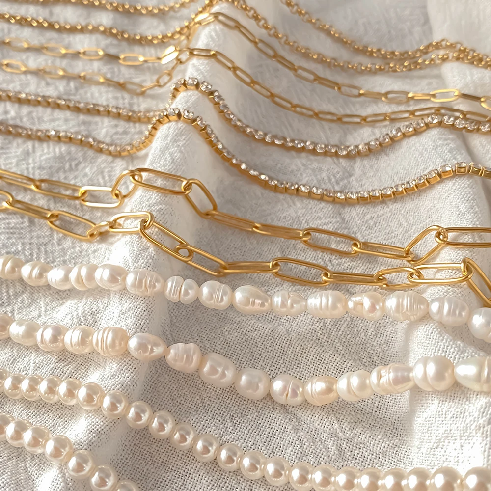 eManco Rolo Charm naszyjnik DIY łańcuszek z pereł regulowany spinacz do papieru ze stali nierdzewnej akcesoria naszyjnikowe ręcznie robiona damska biżuteria na prezent — zdjęcie 2