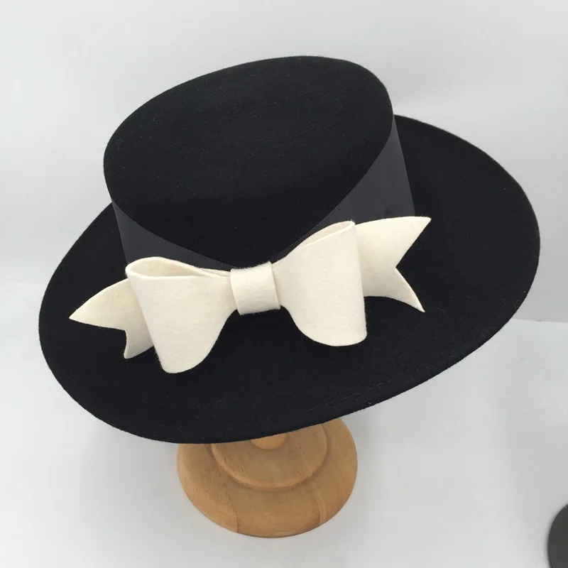 Winter Luxury Black White Wool Fedora Hats For Women Fashion Formal Wedding Decorate Men Church Cap Panama Felt Jazz Hats