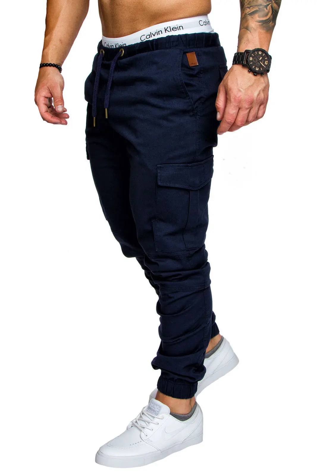 Must-have men's high stretch work pants for spring and summer, summer lace up drawstring pocket harem elastic pants BSD-8811 - Image 6