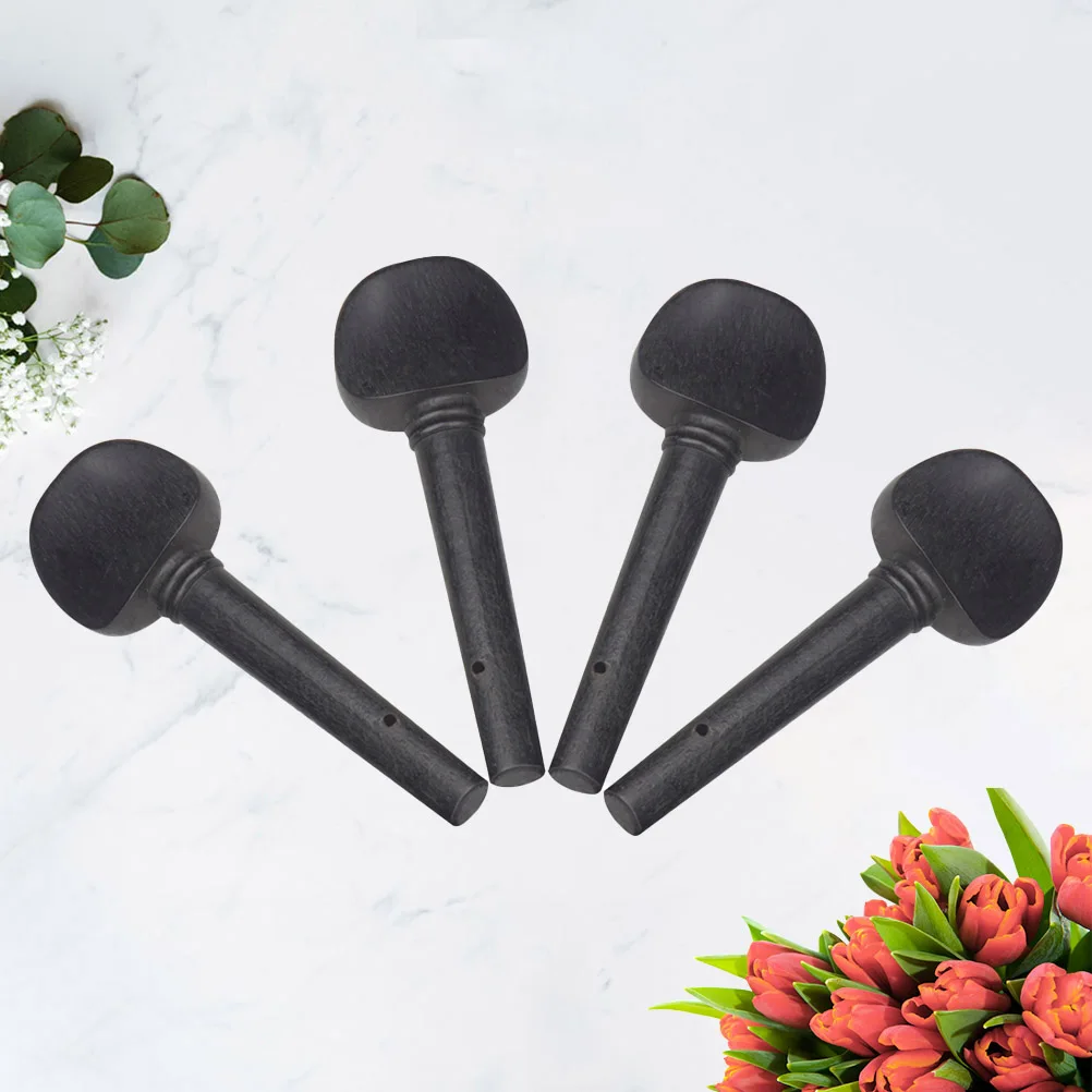 

4 PCS Violin Tuning Pegs Ebony Wood Replacement Parts String Instrument Accessories Pre Drilled Easy Assembly Smooth