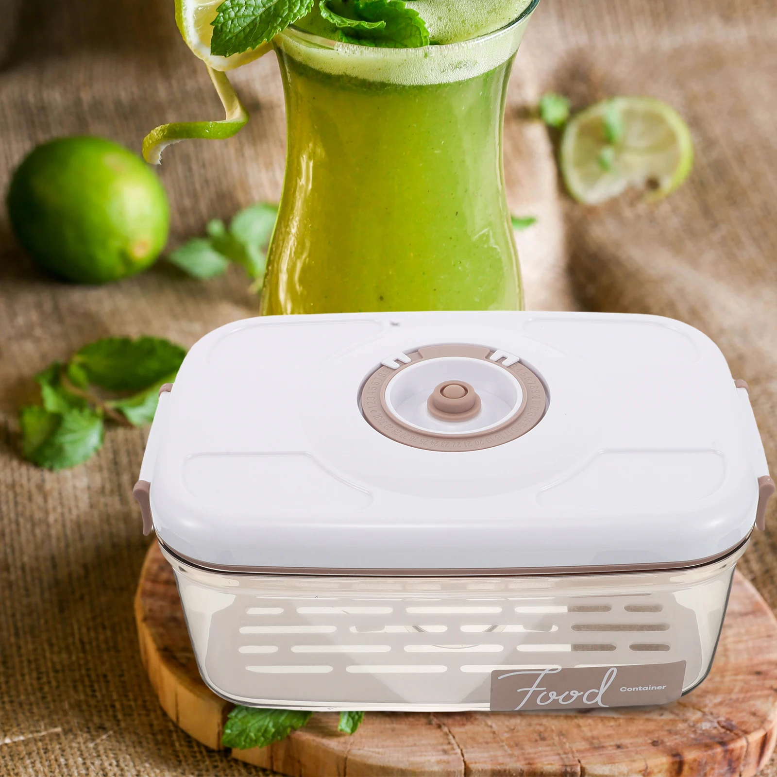 

1 Set Vacuum Food Storage Box Airtight Fresh Keeping Container Large Capacity Stackable Food Sealer for Kitchen Freezer Storage