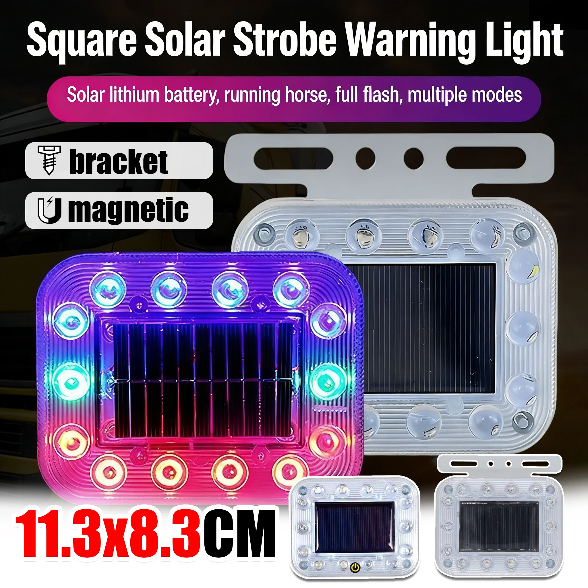 Wireless Rear-end Collision Prevention Solar-powered Flashing Safety Warning Light for Cars Trucks and Bicycles