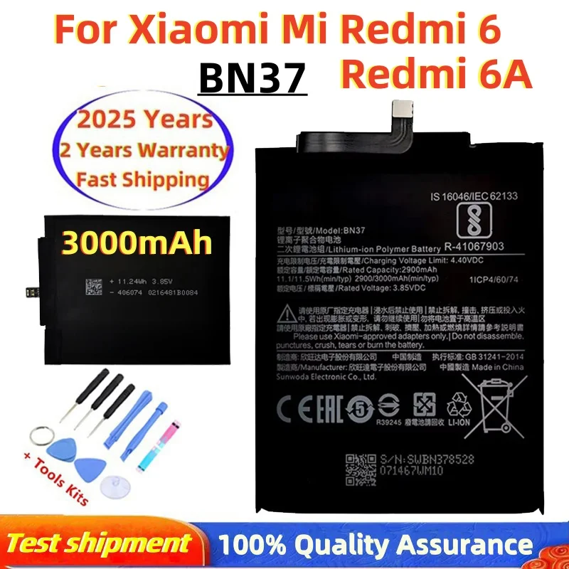 BN37 Original Battery For Xiaomi Redmi 6 / Redmi 6A Redmi6 Redmi6A High Quality Phone Battery Bateria Batteries 3000mAh + Tools