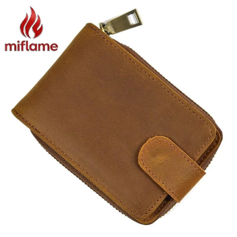 

Luxury Wallet Purse Unisex Genuine Crazy Horse Leather Multi Card Slot RFID Blocking Accordion Travel Business Gift