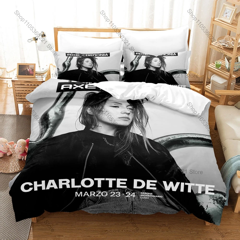 Charlotte de Witte Techno DJ Dark Industrial Stage Print Bedding Set Duvet Cover + 2 Pillowcases For Rave Electronic Music Fans
