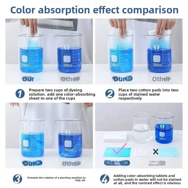 Anti Color Bleeding Laundry Sheets Color Absorbing Trapper For Mixed Wash Clothes Dye Protection Sheets