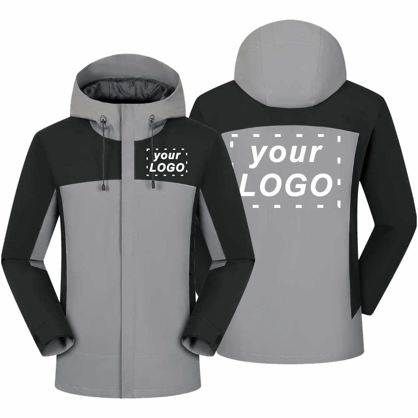 Winter Casual Windproof Hooded Down Jacket Custom Printed Embroidery Company Logo High Quality Men's Hiking Outdoor Jacket 4xl