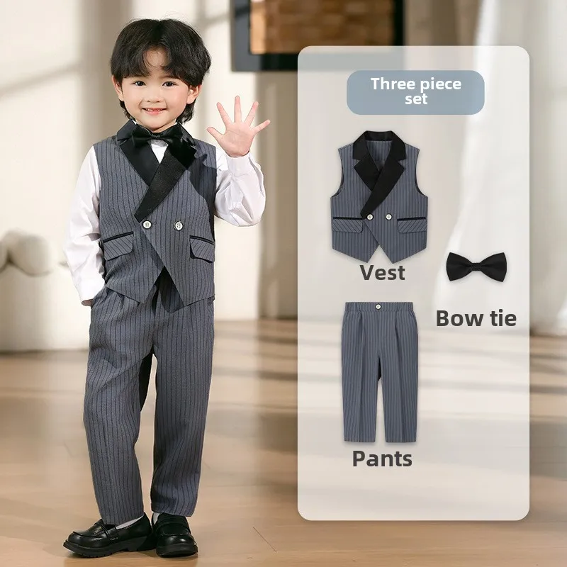 مجموعة سترة الأطفال لربيع وصيف فستان أداء الأطفال البريطاني الجديد على شكل زهرة فستان حفلة عيد الميلاد الأول للطفل الذكور #4