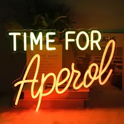 Time for Aperol Neon Signs LED Neon Light Sign Light Up Neon Signs Wall Decor for Home Bar Man Cave Bar Decor Store Club Bistro