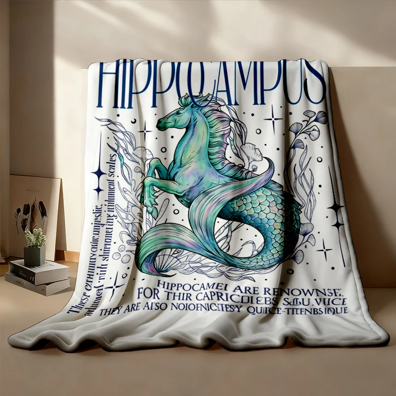 Hippocampus Sea Creature Soft Blanket, Camp Half Blood Comfy Blanket, Half Blood Chronicles Flannel