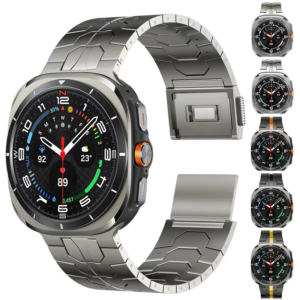 حزام مشبك مغناطيسي لساعة سامسونج جالاكسي 7 الترا 47 ملم سوار معصم من الفولاذ المقاوم للصدأ لساعة سامسونج الترا 2025 حزام معدني