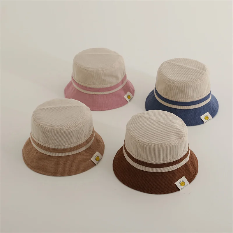 

2024 New Autumn Winter Baby Bucket Hat For Boy Girl Fisherman Hat Corduroy Kids Sun Hat Outdoor Child Panama Cap Visor Bonnet