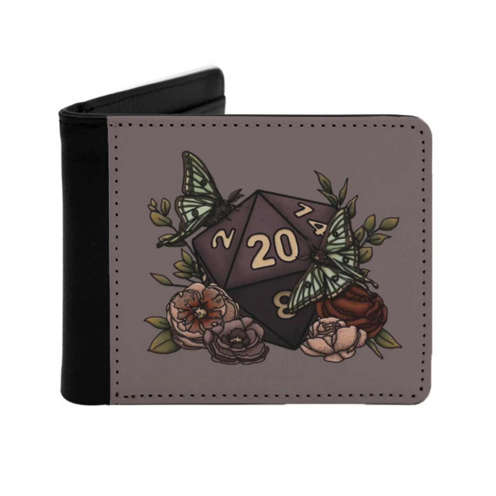 

Druid Class D20 Series 2, настольные игровые кости Moth, мужские кошельки, мужской кошелек, короткий кошелек, складной в два, персонализированные кошельки D20 Dnd