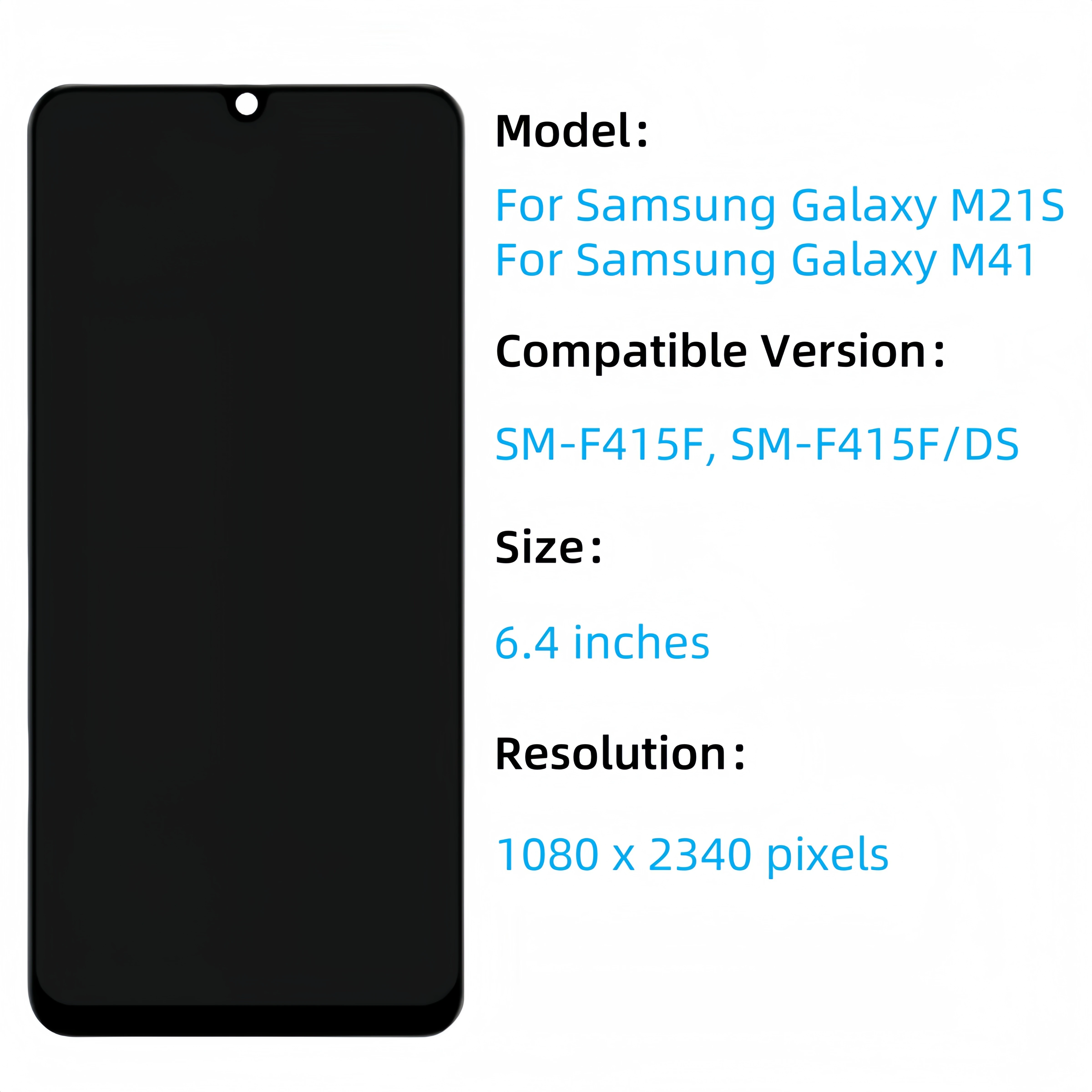 LCD Display Touch Screen Digitizer Assembly Replacement,Fit for Samsung Galaxy F41, M21S, F415, SM-F415F, SM-F415F/DS