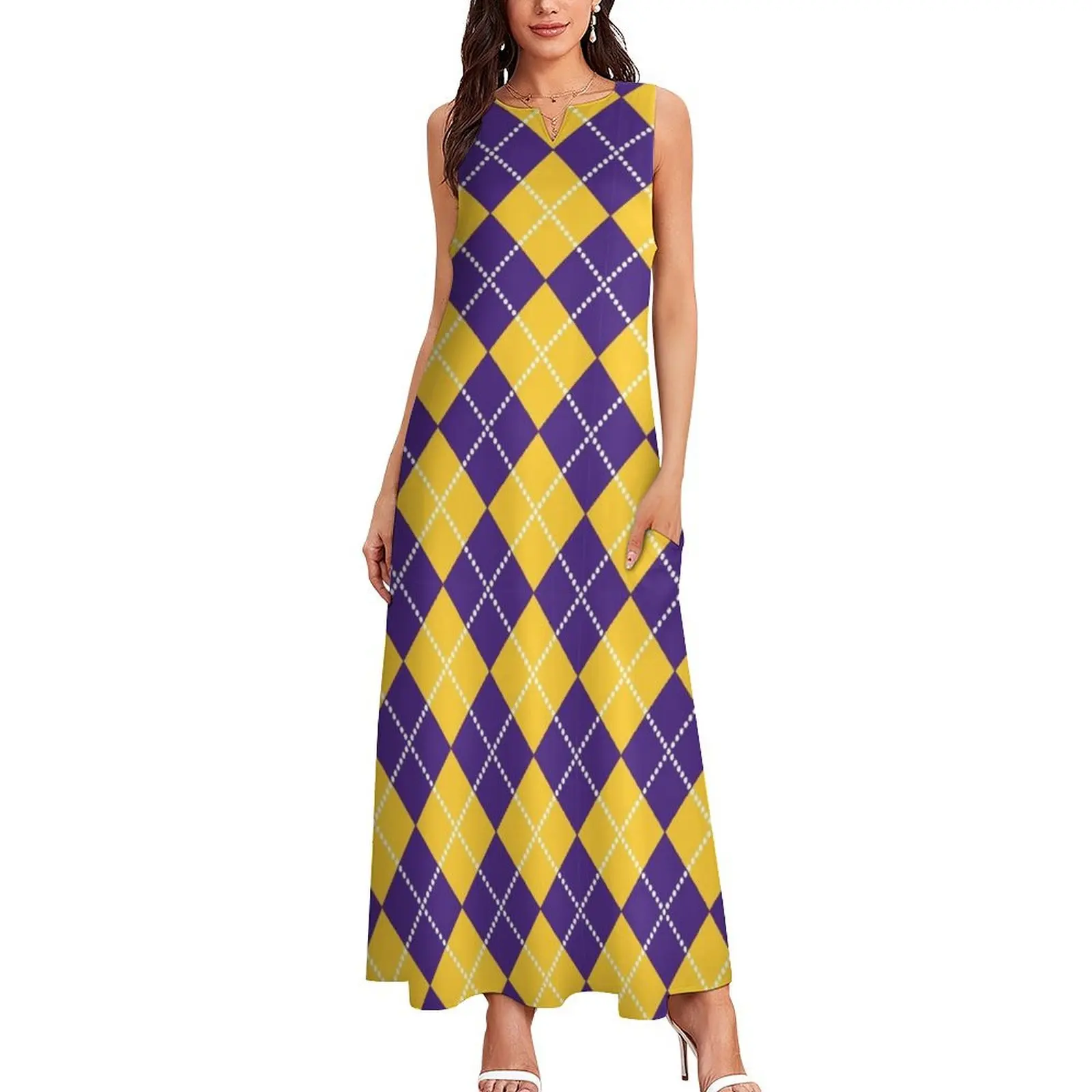 Baton Rouge - Argyle Diamond Long Dress long sleeve dress evening dress