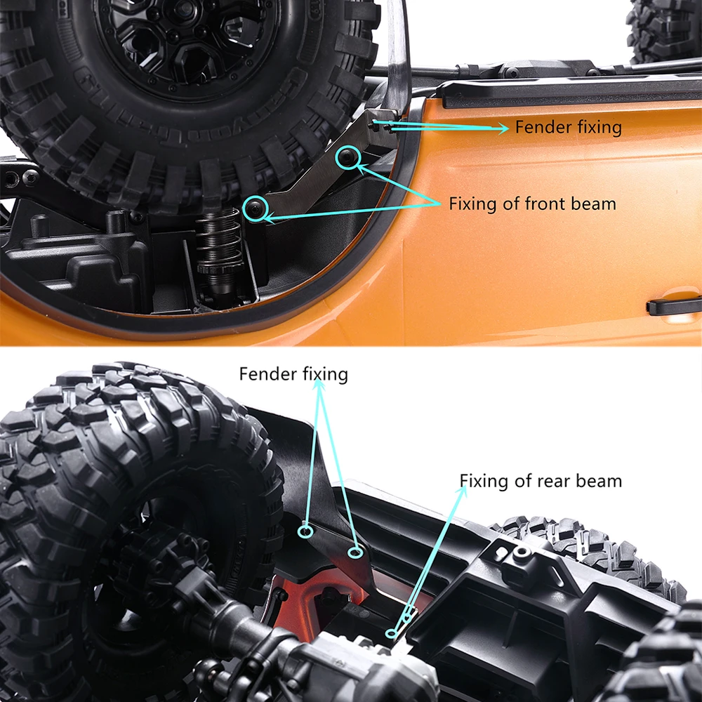 Rubber Fender Flares Front and Rear Mud Flaps with Mounting Base for 1/10 RC Crawler Car  TRX4 Bronco 2021 TRX-4 Defender