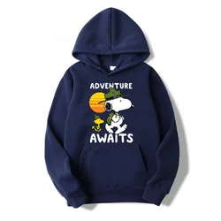 Snoopy Adventure Awaits Premium Fun Printed Men's Hoodie Cartoon Women Oversized Sweatshirt Tops Autumn Winter Couple Pullover