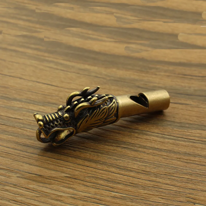 Latão Keychain pingente para sobrevivência ao ar livre, figuras do dragão, Bird Training Whistle, carro prático, novo