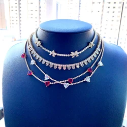 New Fashion Mother Day Gift Jewelry 3mm CZ Tennis Chain Necklace Paved MAMA Letter Initial Choker Necklace Jewelry