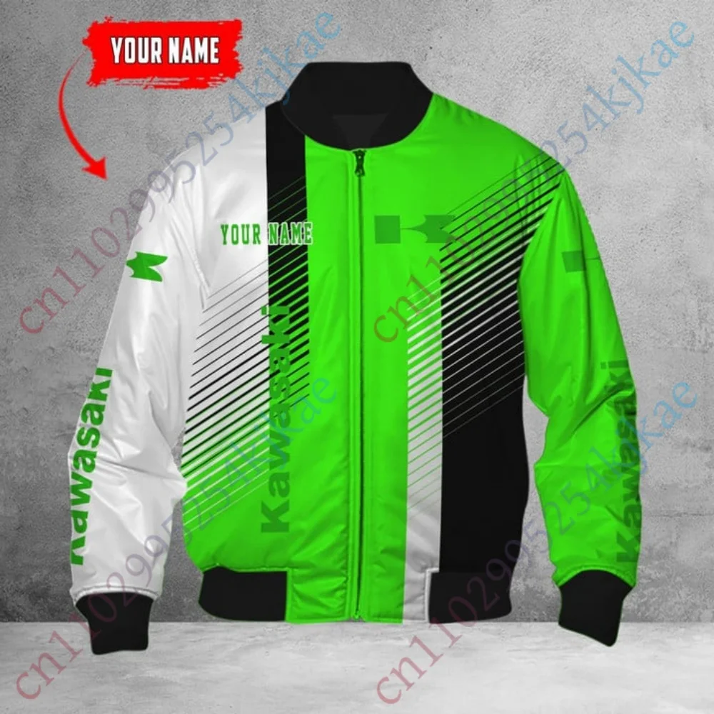 

2025 Kawasaki Jackets For Men Winter Clothing Lightweight Coat Harajuku Bomber Jacket Hip Hop Baseball Uniform Thick Windbreaker
