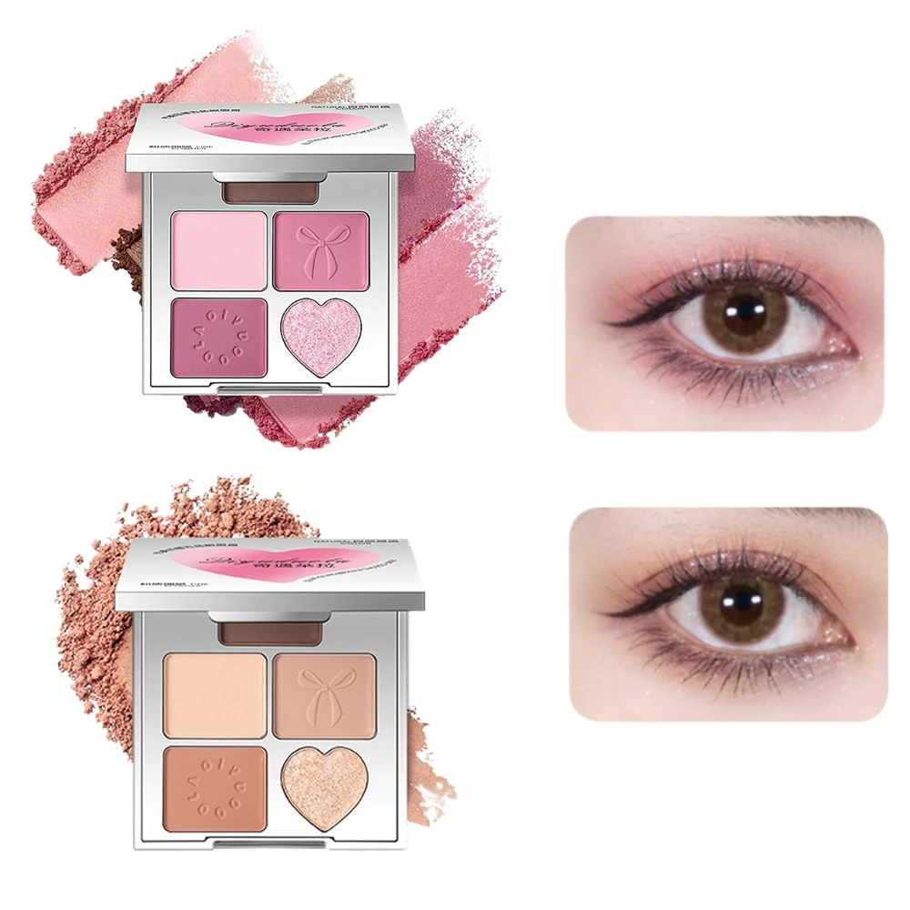 Palette di ombretti coreani a 5 colori Palette di ombretti multicolori opachi e luccicanti Palette di ombretti glitter rosa Trucco