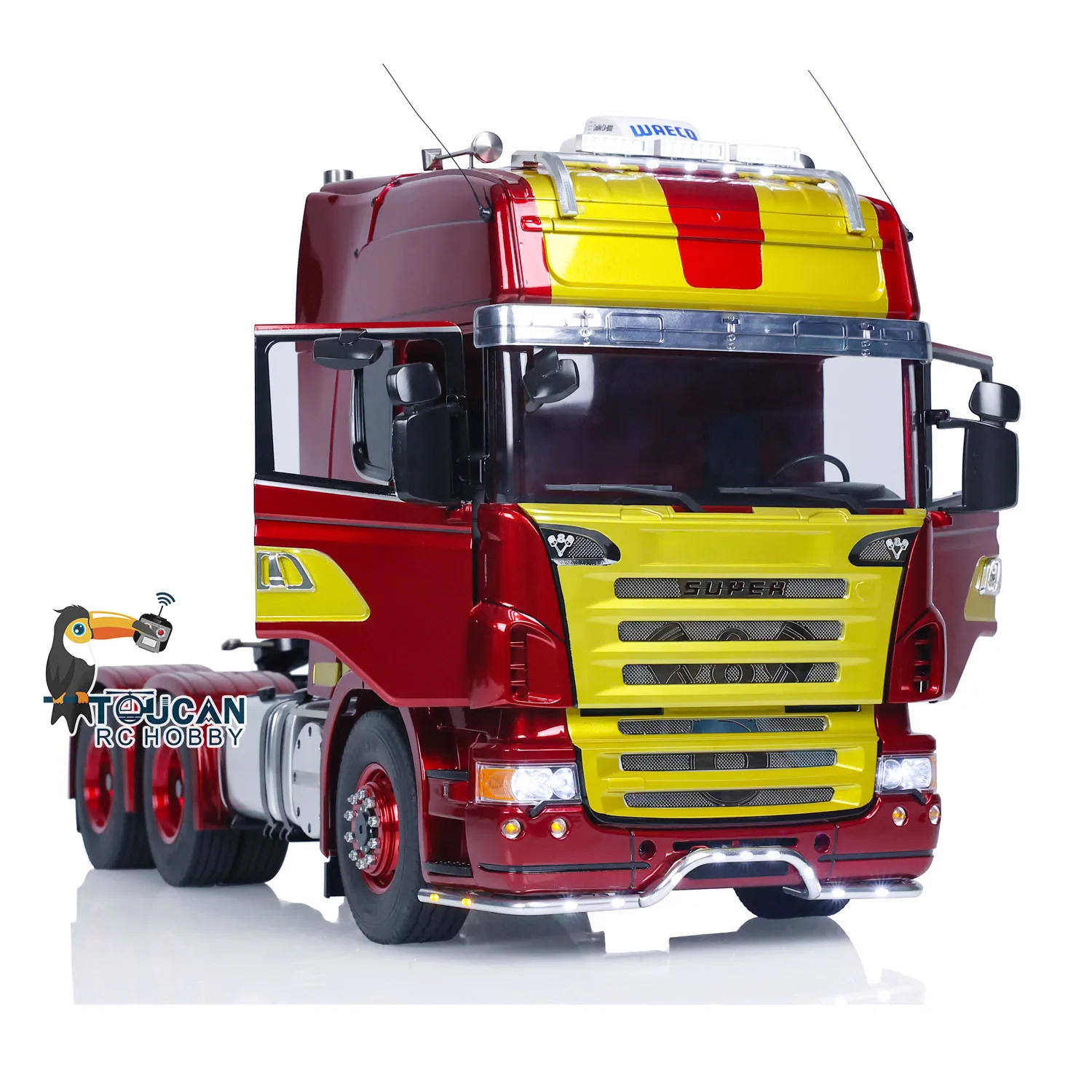 Lesu 1/14 rc caminhão trator 6x6 modelo de chassi de metal personalizado carros de controle remoto unidade de fumar luzes sons brinquedo hzh1635