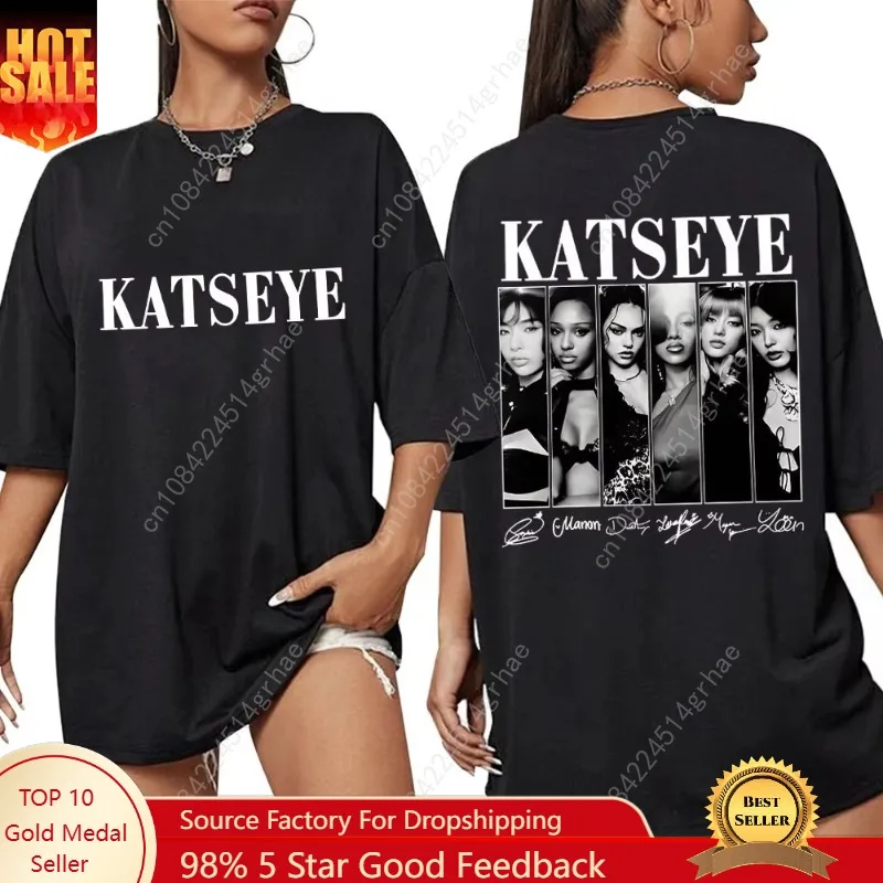 

Vintage Korean Style Katseye Graphic T Shirts Kpop Fashion Men Women Popular T-shirt 100% Cotton Oversized T Shirts Streetwear