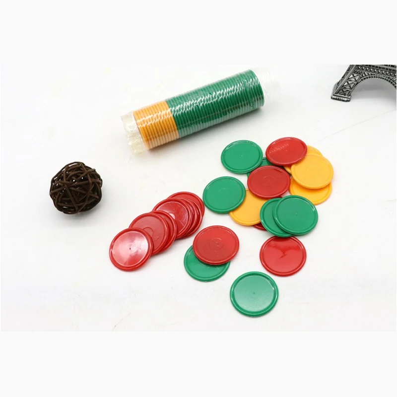 68pcs Colored 32MM plastic circular PVC wordless mahjong chips, game points, tokens, activity supplies, teaching tools MJ62