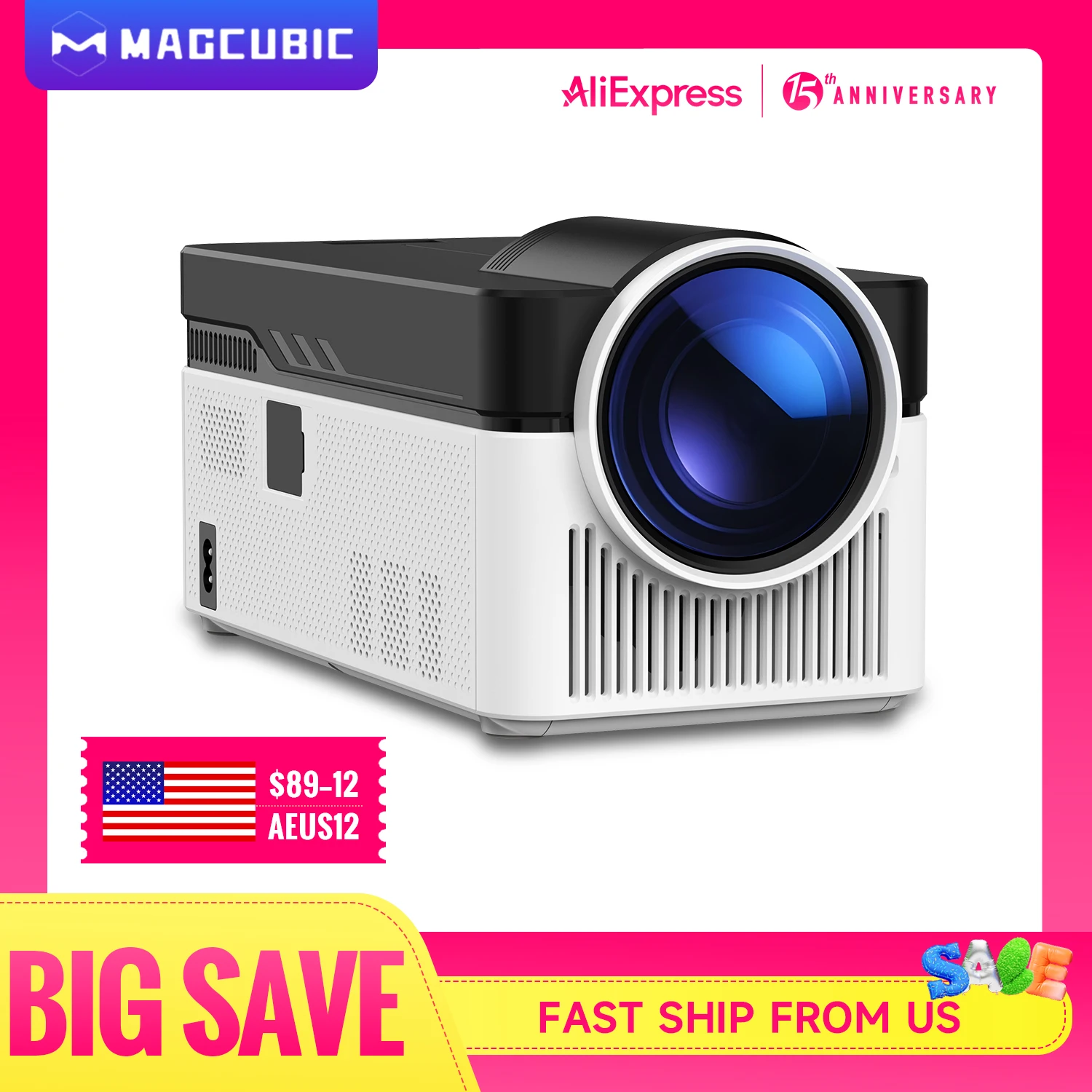 Magcubic HY450 Ultra Short Throw Projector 900ANSI 8K 1080P Allwinner H716 BT5.4 Auto Offset Electronic Focus Home Theater Voice