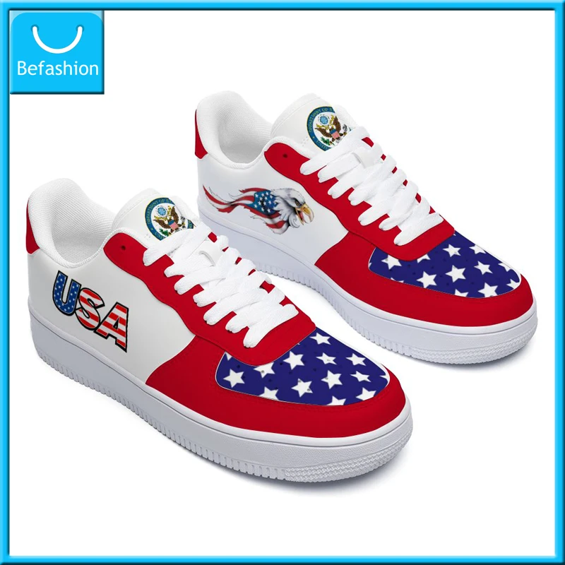 

Print On Demand USA Flag Design Custom Print Sneakers Shoes Accept Your own design customization