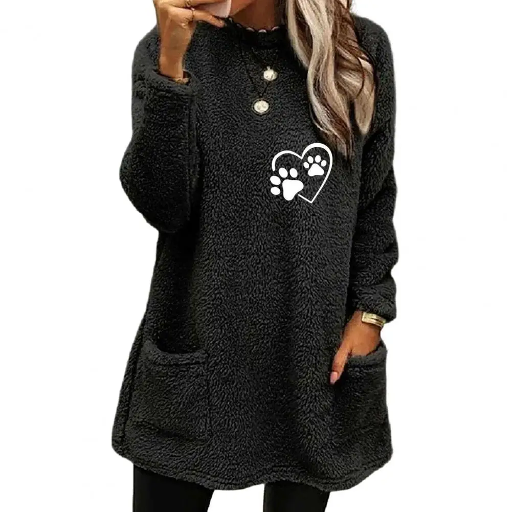 

Women's Casual Crewneck Pullover With Pocket Soft Warm Trendy Loose Fit Long Sleeve Sweatshirt For Winter