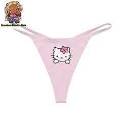 Hellokitty Kuromi Melody Cartoon Cute Women Thong Sexy Seamless Underwear Quick-drying Low-waist Ice Silk Yoga One-piece Briefs