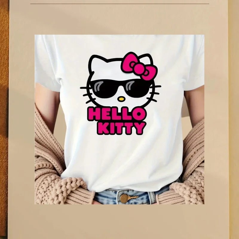 

MOTO-Cool солнцезащитные очки футболка «Hello Kitty» новая летняя детская футболка с 3D принтом мультфильмов