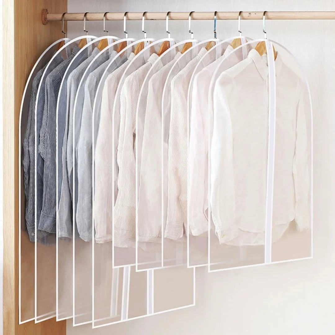 Clear Garment Bags for Hanging Clothes, Suit Bags for Closet Storage, Plastic Dustproof Suit Cover Bags, Clothes Bag with Zipper