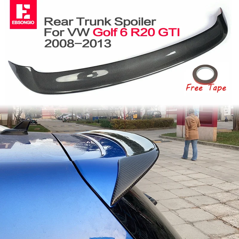 

Carbon Fiber Rear Roof Spoiler For VW Golf 6 MK6 R20 GTI 2010 2011 2012 2013 Exterior Car Tail Rear Wing Lip Spoiler Car Styling