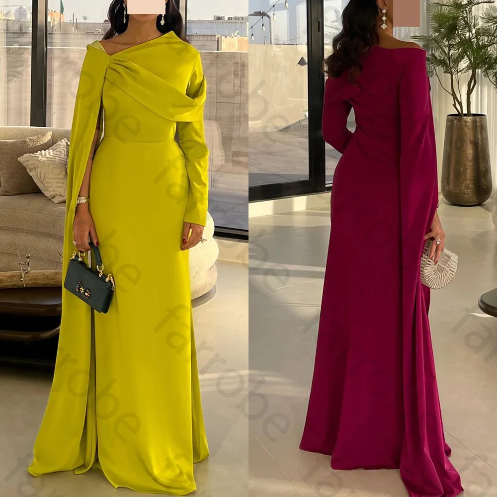 

Элегантное вечернее платье на одно плечо с накидкой, изысканное высококачественное вечернее платье с длинными рукавами для выпускного вечера длиной до пола, женское вечернее платье по индивидуальному заказу