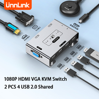 Unnlink 1080P 60Hz HDMI VGA KVM Switch HDMI+VGA to VGA Switch 4 USB 2.0 Shared Display Screen Keyboard Mouse printer device