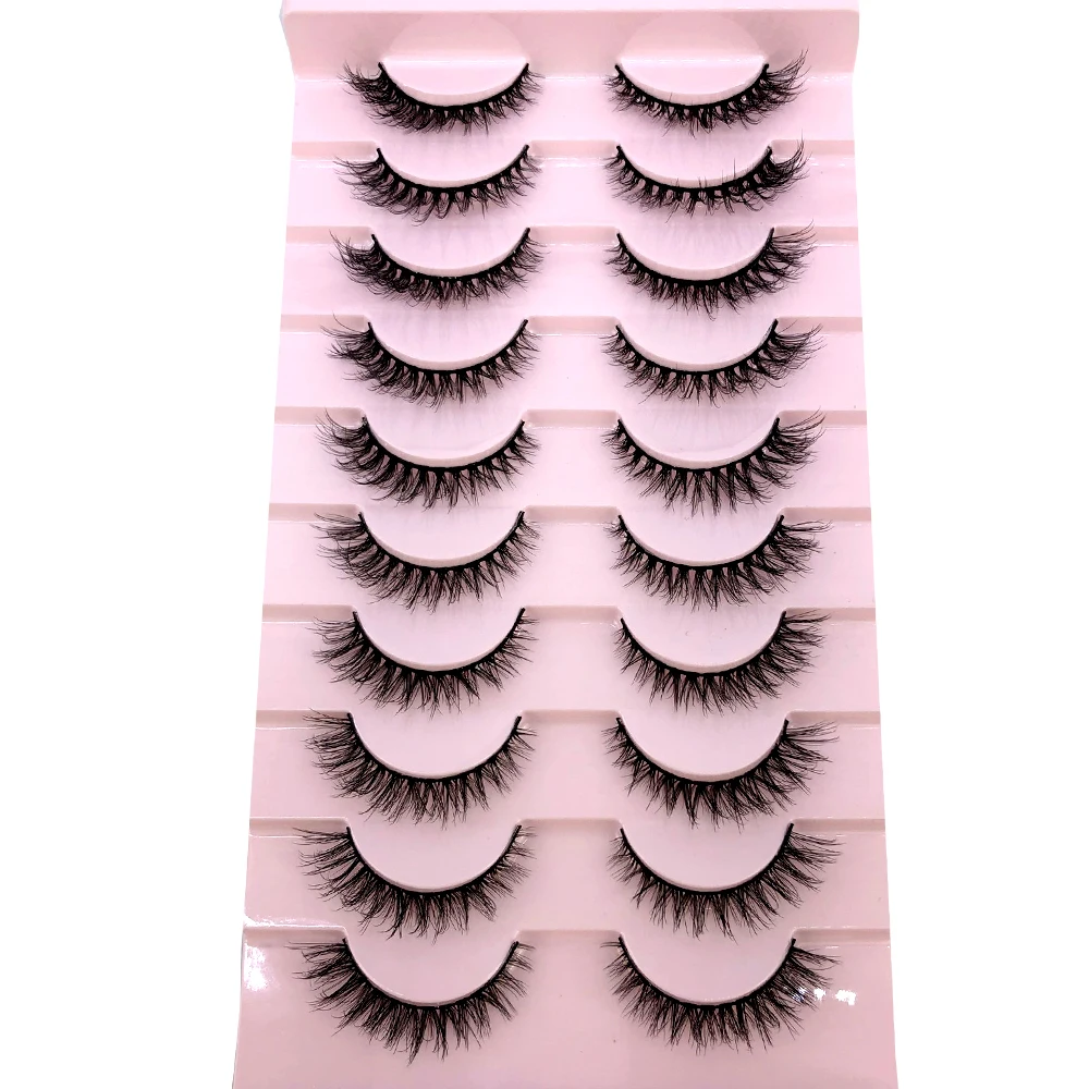 Neue 10 Pairs 3D Faux Nerz Haar Falsche Wimpern Natürliche Chaotisch Wimpern Kreuzmuster Wispy Flauschigen Wimpern Verlängerung Augen Make-Up