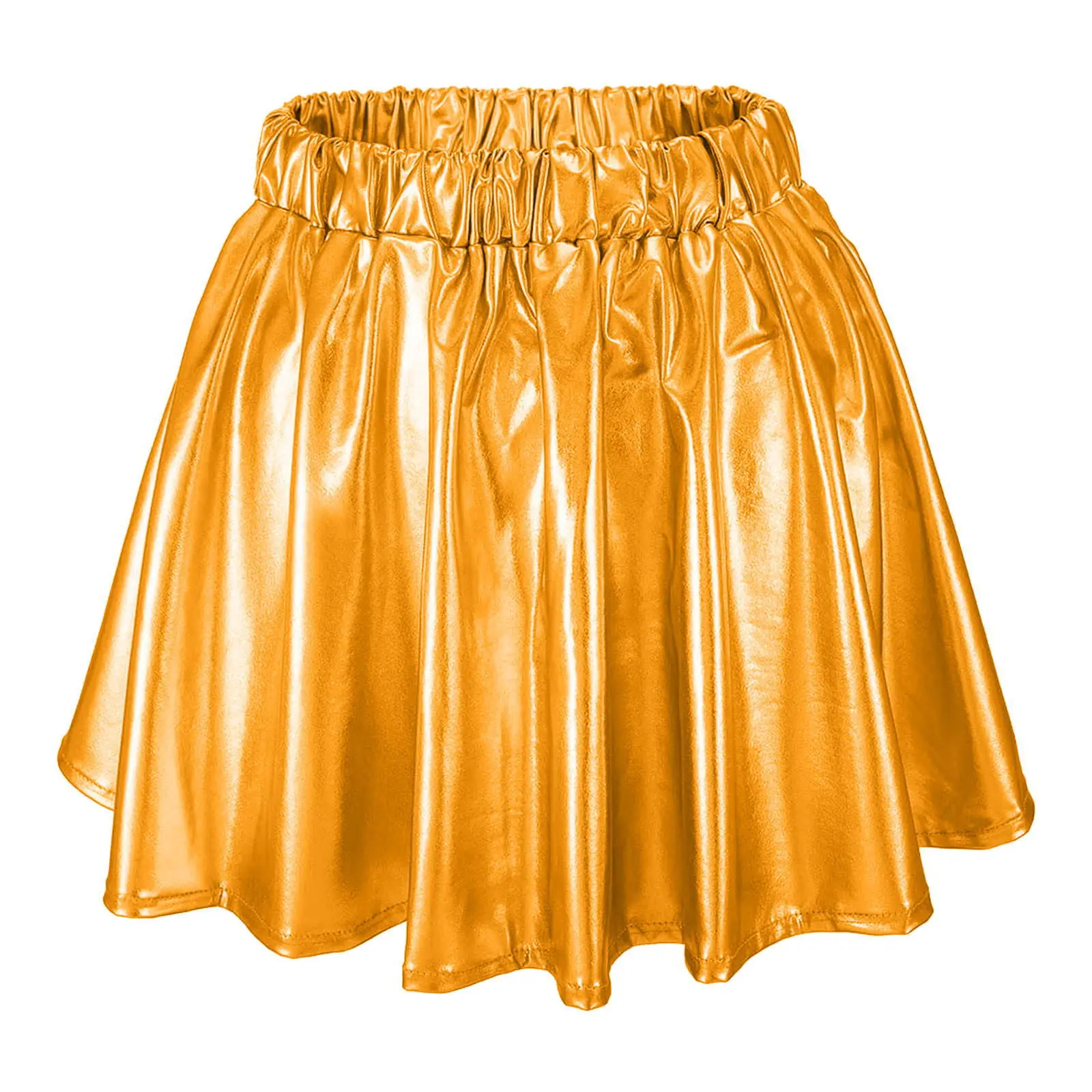 Metallic Elastic Waist Pleated Skirt Big Swing Dress for Girls Performance