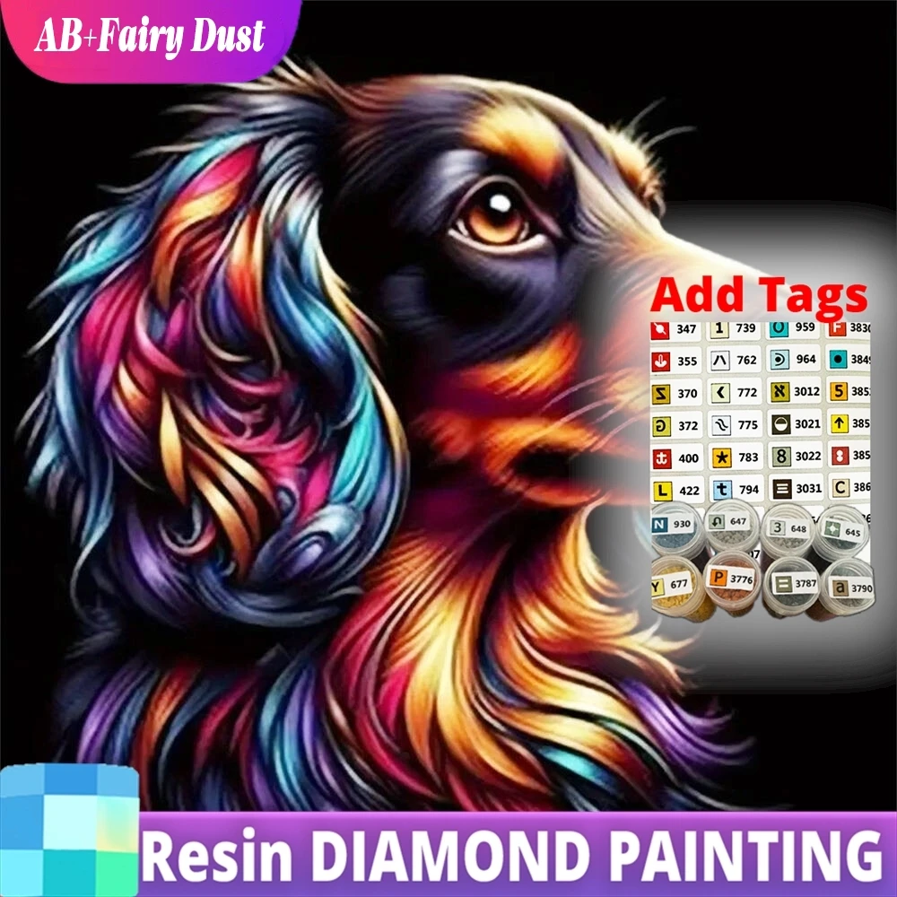 

Resin AB Fairy Dust Dog Diamond Painting Animal DIY Acrylic Craft Supplies Embroidery New Arrival Mosaic Decor For Home