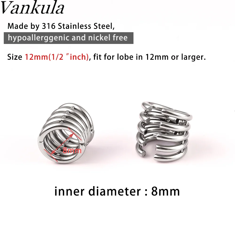 Vankula 1PC Ear tacker Ring Lobe Cuff Ear Gauge Plugs Ear Tunnels Stretcher Lobe Weights Clip on Cartilage Body Jewelry Women