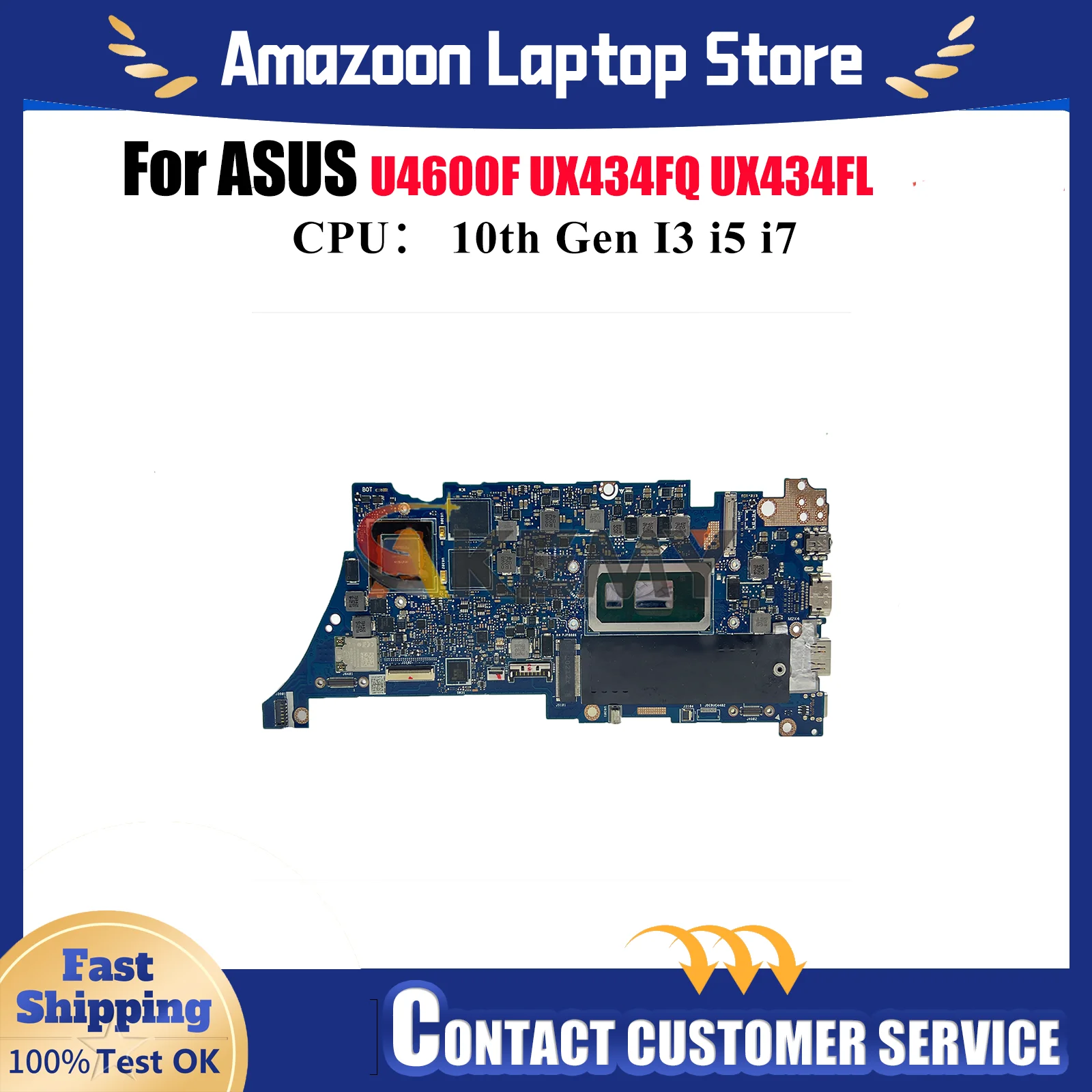 

UX434FQ Материнская плата для ноутбука ASUS ZenBook UX434F UX434FL U4600F Материнская плата для ноутбука 10-го поколения I3 i5 i7 100% тестирование OK stk