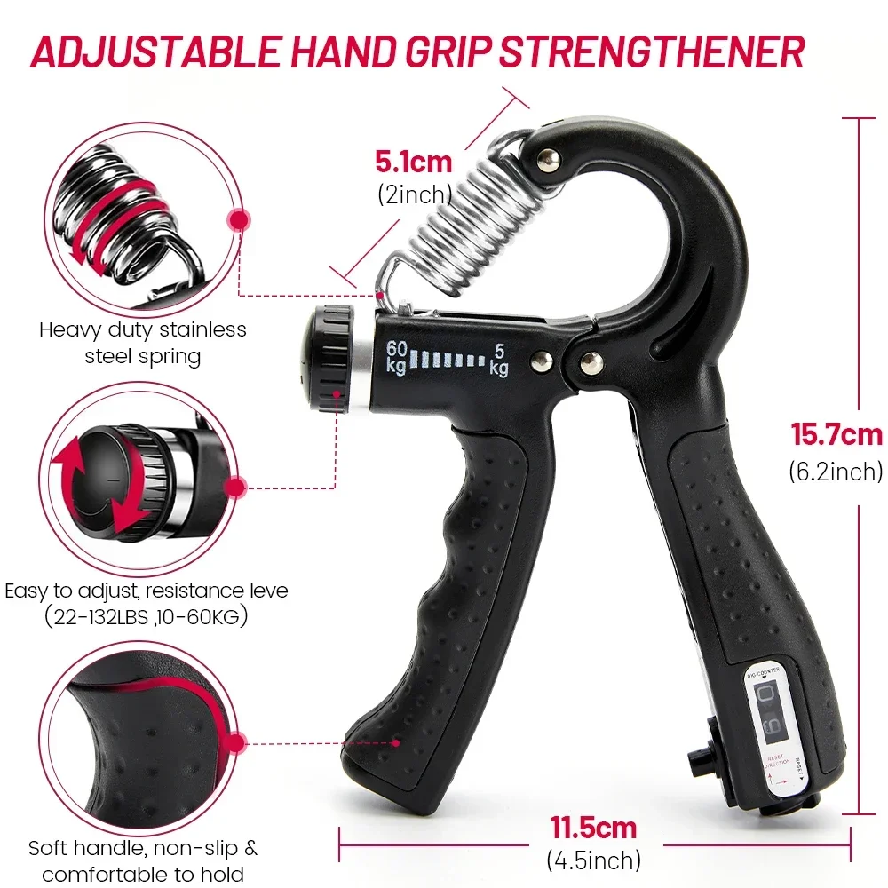 5-60Kg Adjustable Heavy Hand Gripper Fitness Hand Exerciser Grip Wrist Training Finger Gripper Hand Strengthener For Patient