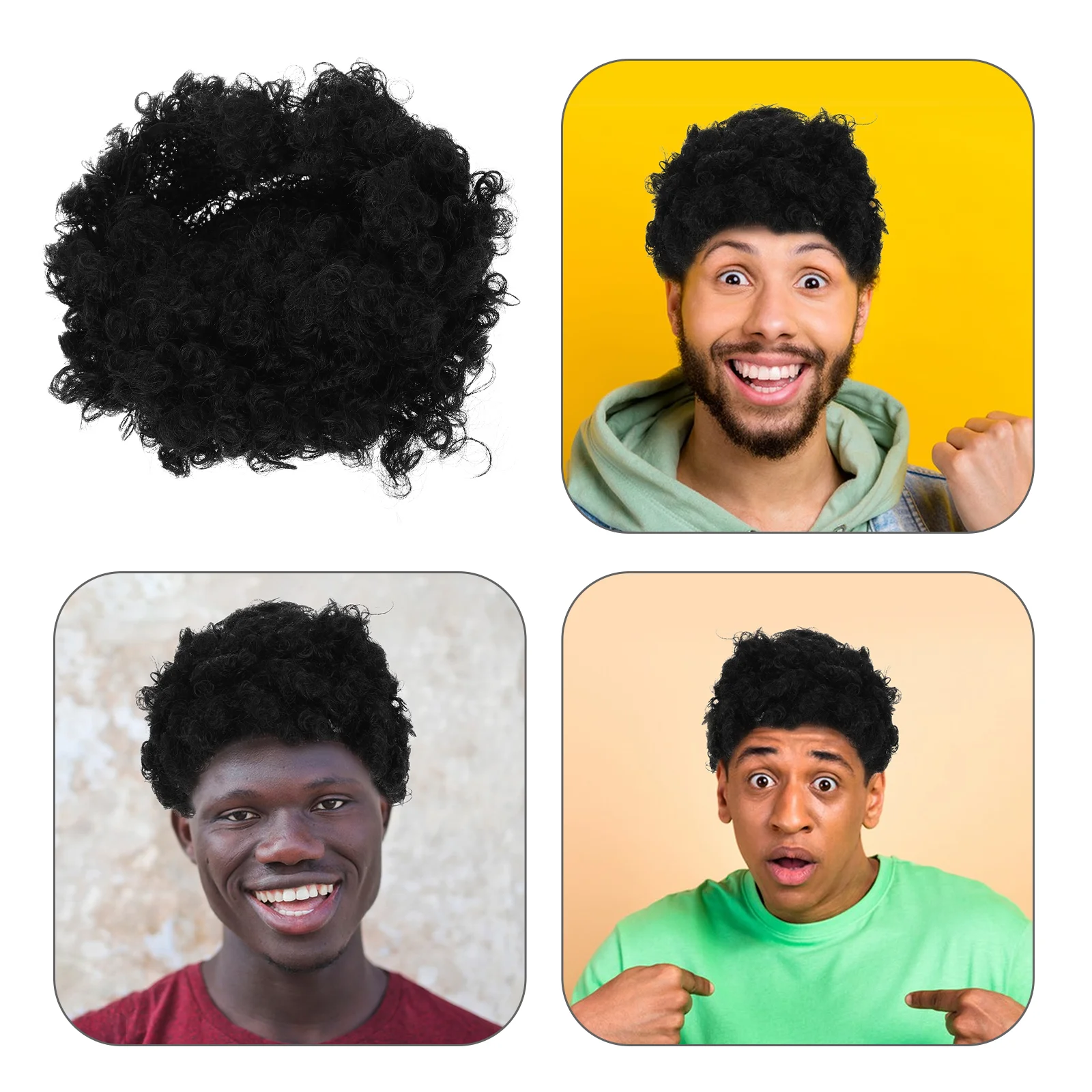 

Afro Women Wigs Short Synthetic Fake Hair Fan Realistic Chemical Fiber for Women's