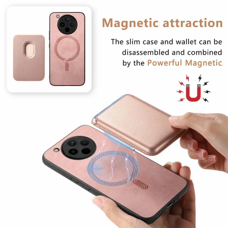 Detachable 2 in 1 Leather Case for Find X8 Pro X7 Ultra for Magsafe Wallet Card Pocket Magnetic Cover for Oppo Find X8pro FindX8