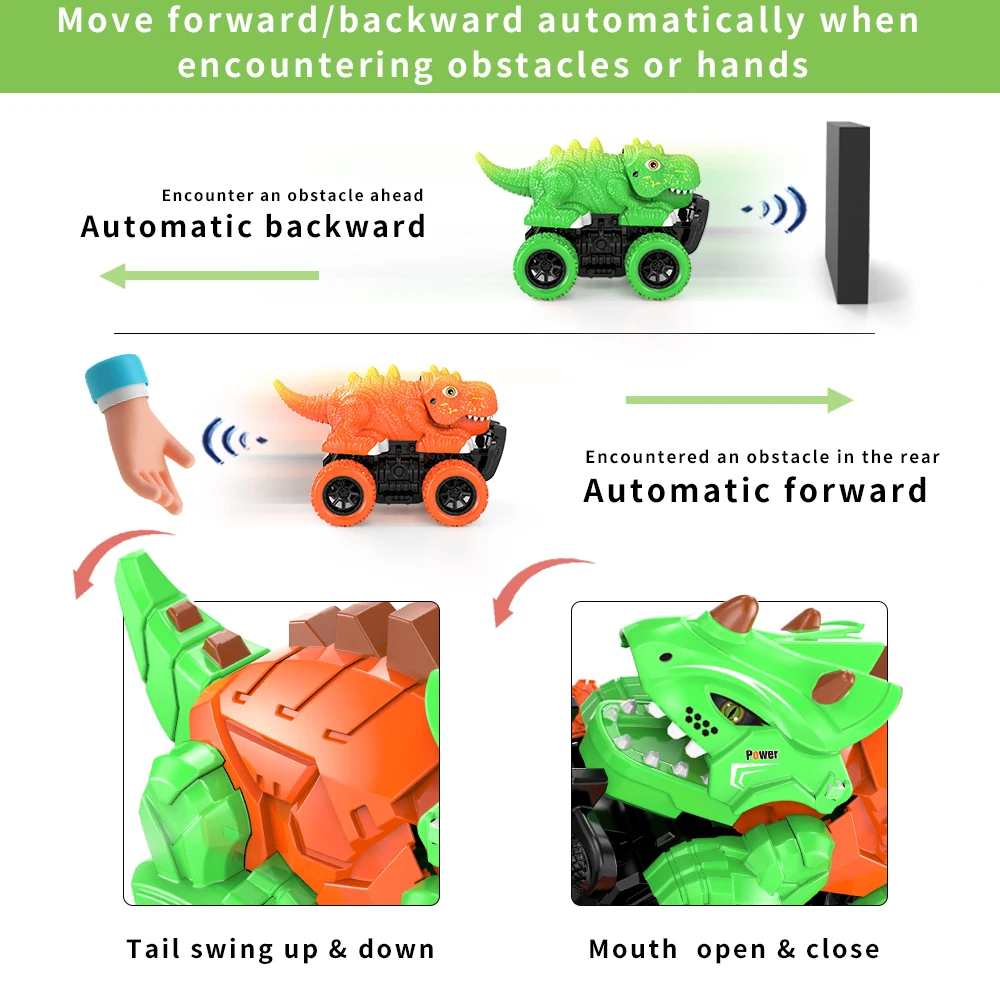 2〜6歳の子供向けのインテリジェント誘導恐竜おもちゃ,引っかき車,落下防止,教育ギフト